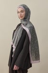 Kelepçe Desen İpek Vual Şal Pudra
