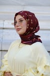 Kelepçe Desen Twill Eşarp-Bordo