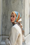 Kelepçe Desen Twill Eşarp-Gri Mavi