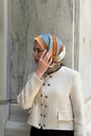 Kelepçe Desen Twill Eşarp-Gri Mavi