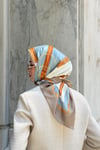 Kelepçe Desen Twill Eşarp-Gri Mavi