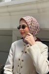 Kelepçe Desen Twill Eşarp Kahve