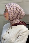 Kelepçe Desen Twill Eşarp Kahve