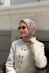 Kelepçe Desen Twill Eşarp Kahve