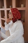 Kelepçe Desen Twill Eşarp Kırmızı