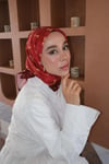 Kelepçe Desen Twill Eşarp Kırmızı