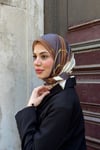 Kelepçe Desen Twill Eşarp-Koyu Vizon
