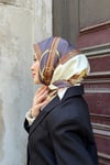 Kelepçe Desen Twill Eşarp-Koyu Vizon