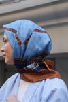 Kelepçe Desen Twill Eşarp-Mavi