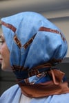 Kelepçe Desen Twill Eşarp-Mavi