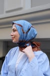 Kelepçe Desen Twill Eşarp-Mavi