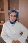 Kelepçe Desen Twill Eşarp Saks Mavisi