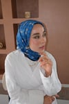 Kelepçe Desen Twill Eşarp Saks Mavisi