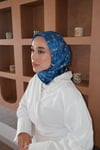Kelepçe Desen Twill Eşarp Saks Mavisi