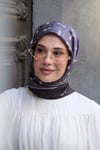 Kelepçe Desen Twill Eşarp-Siyah