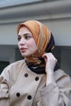 Kelepçe Desen Twill Eşarp-Siyah Taba