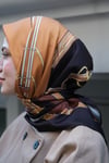 Kelepçe Desen Twill Eşarp-Siyah Taba