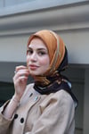 Kelepçe Desen Twill Eşarp-Siyah Taba