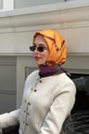 Kelepçe Desen Twill Eşarp-Turuncu