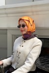 Kelepçe Desen Twill Eşarp-Turuncu