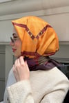 Kelepçe Desen Twill Eşarp-Turuncu