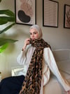 Leopar Desen Omuz Şalı -Koyu Kahve