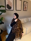 Leopar Desen Omuz Şalı -Koyu Kahve