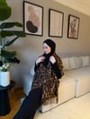Leopar Desen Omuz Şalı -Koyu Kahve