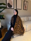 Leopar Desen Omuz Şalı -Koyu Kahve