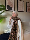 Leopar Desen Omuz Şalı -Koyu Kahve