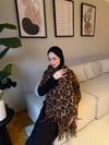 Leopar Desen Omuz Şalı -Koyu Kahve
