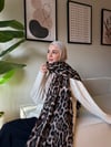 Leopar Desen Omuz Şalı -Vizon