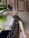 Leopar Desen Omuz Şalı -Vizon