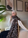 Leopar Desen Omuz Şalı -Vizon
