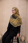 Leopar Desen Saten İpek Şal Gold