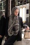 Leopar Desen Yün İpek Organze Şal Siyah