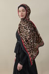 Leopar Vual İpek Şal Siyah