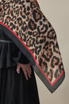 Leopar Vual İpek Şal Siyah