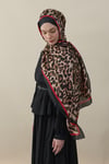 Leopar Vual İpek Şal Siyah