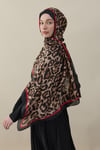 Leopar Vual İpek Şal Siyah
