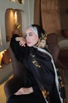 Liva Çiçek Desen İpek Vual Şal Siyah