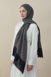 Navy Motif Yün İpek Şal Beden;Standart