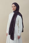 Navy Motif Yün İpek Şal Beden;Standart