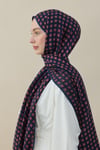 Navy Motif Yün İpek Şal Beden;Standart
