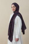 Navy Motif Yün İpek Şal Beden;Standart