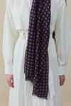 Navy Motif Yün İpek Şal Beden;Standart