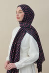 Navy Motif Yün İpek Şal Beden;Standart
