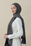 Navy Motif Yün İpek Şal Beden;Standart