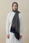 Navy Motif Yün İpek Şal Beden;Standart