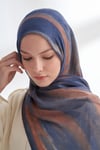 ORGANIC TOUCH VİSKON BLEND DESEN ŞAL - MOCHA - İNDİGO